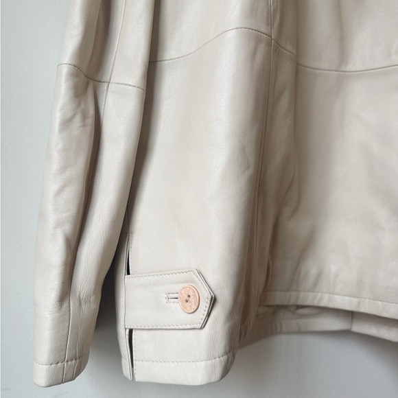 Vintage Cream Boxy Leather Jacket - Picture 5 of 8